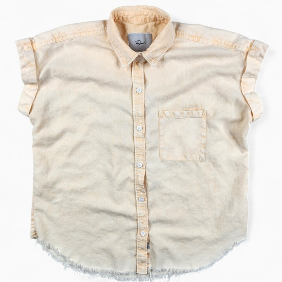 Rails Lex Shirt Women's Small Peach Acid Wash Cuffed Sleeve Linen Blend - Picture 1 of 13